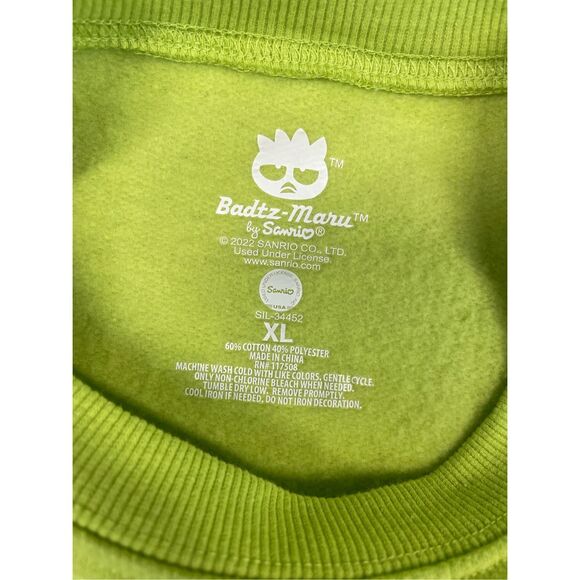 Sanrio Badtz Maru Sweatshirt Women XL Green Kawaii 90s Y2K Streetwear Anime - Picture 3 of 7